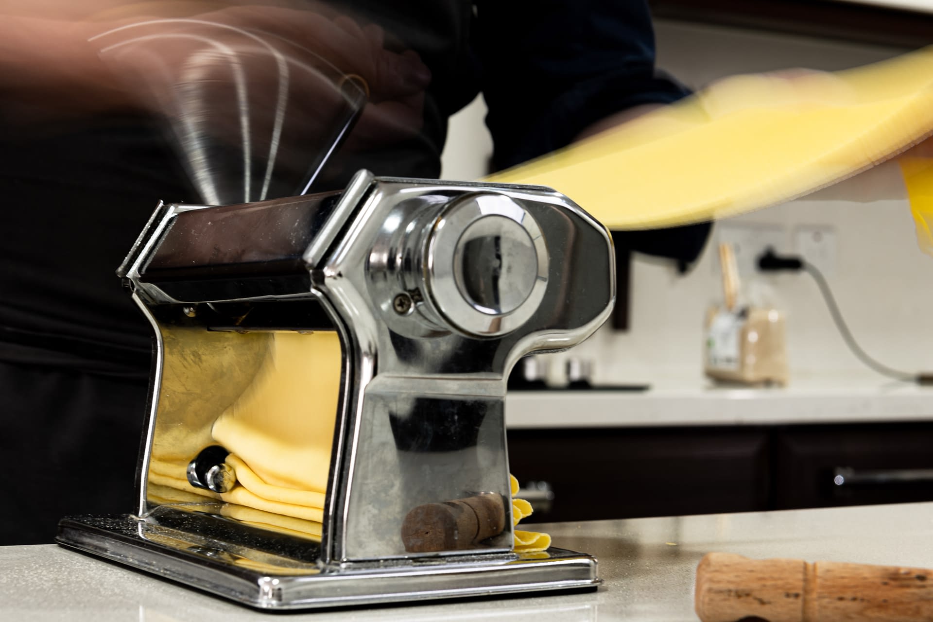 Pasta machine rolling Pasta machine rolling